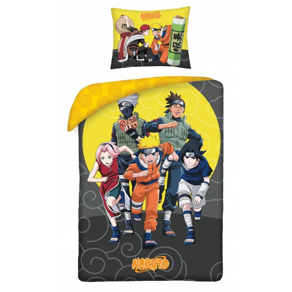 Naruto Bettwäsche Set aus Baumwolle Bettdeckenbezug 140 × 200 cm mit 70 × 90 cm Kissenbezug