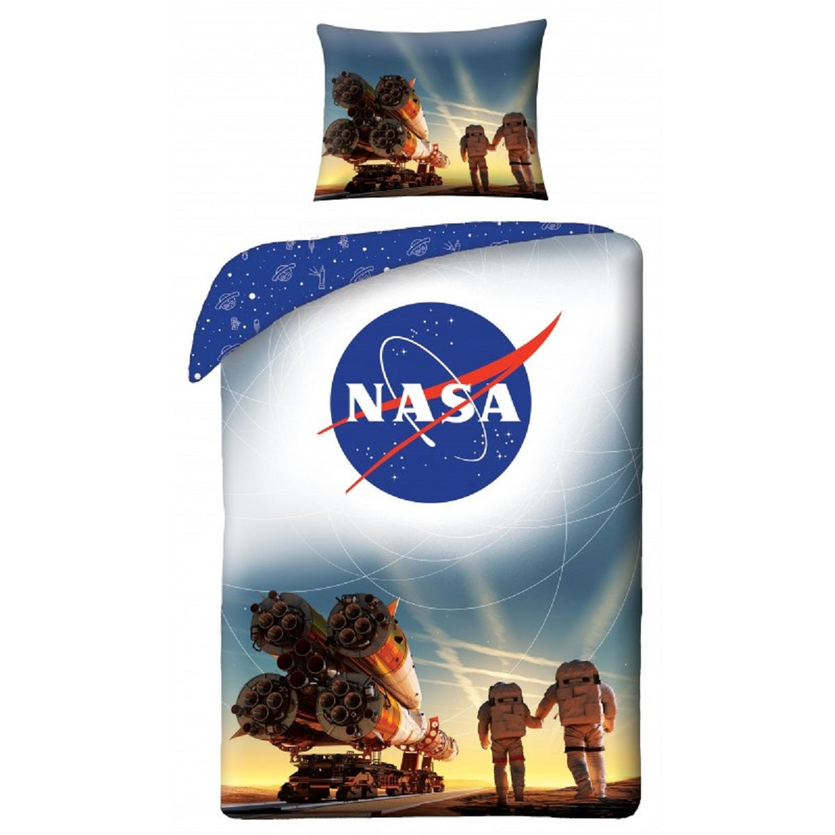 NASA Bettwäsche Set aus Baumwolle Bettdeckenbezug 140 × 200 cm mit 70 × 90 cm Kissenbezug