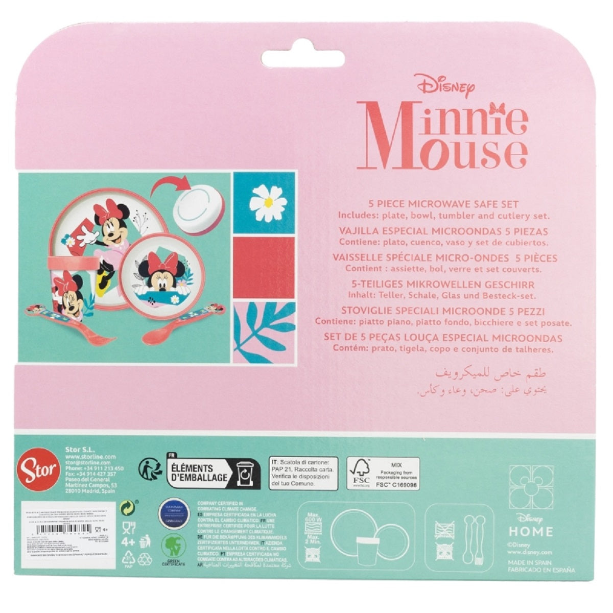 Disney Minnie Mouse Premium-Geschirr - Mikrowelle-Sicher Teller, Schale, Becher & Besteck