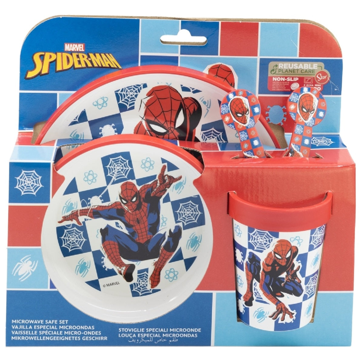 Spiderman Teller-Set Mikrowellengeeignet 5-teiliges Kindergeschirr mit rutschfestem Boden