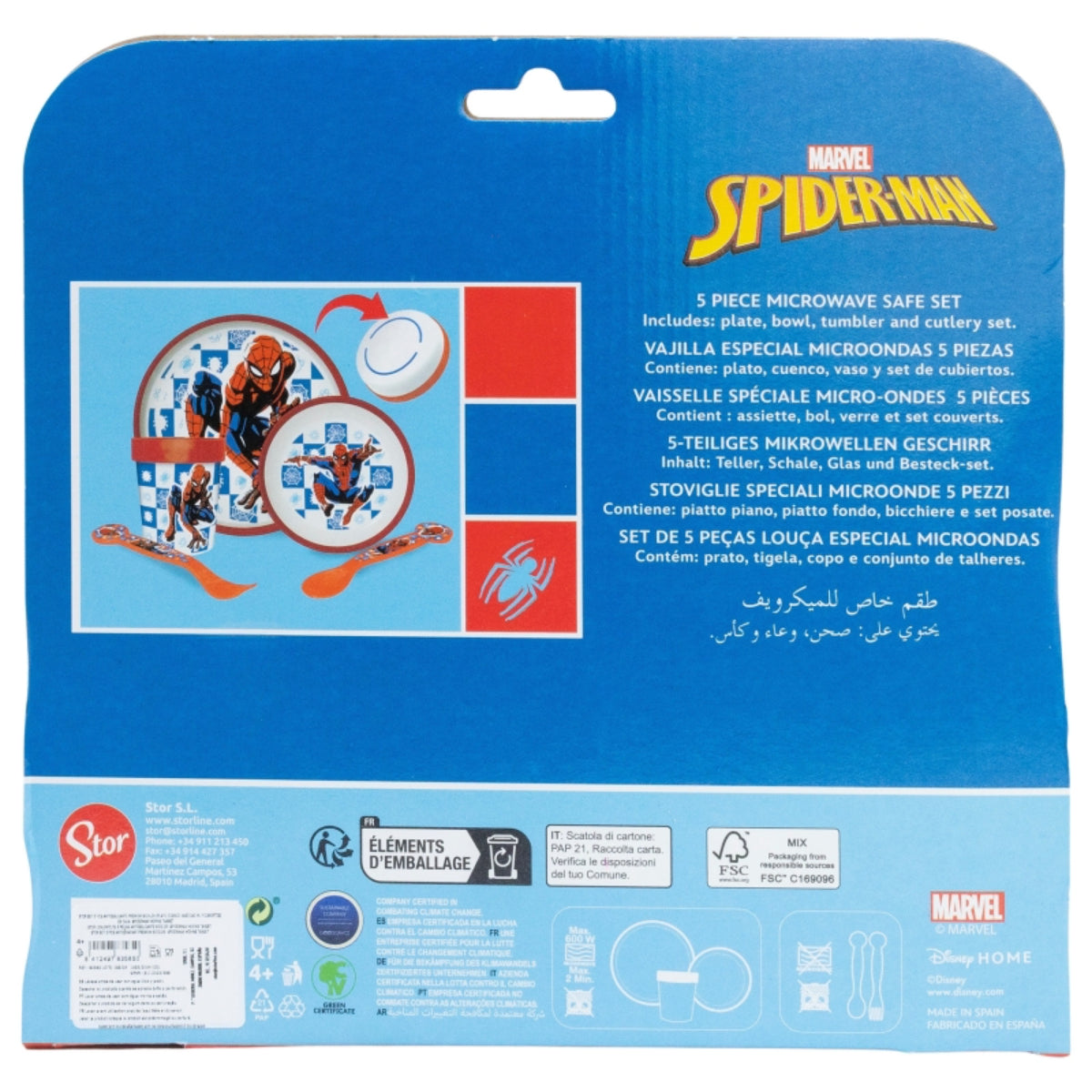 Spiderman Kindergeschirr Set 5-teilig Rutschfestes Ess-Set mit Teller, Schüssel, Becher & Besteck
