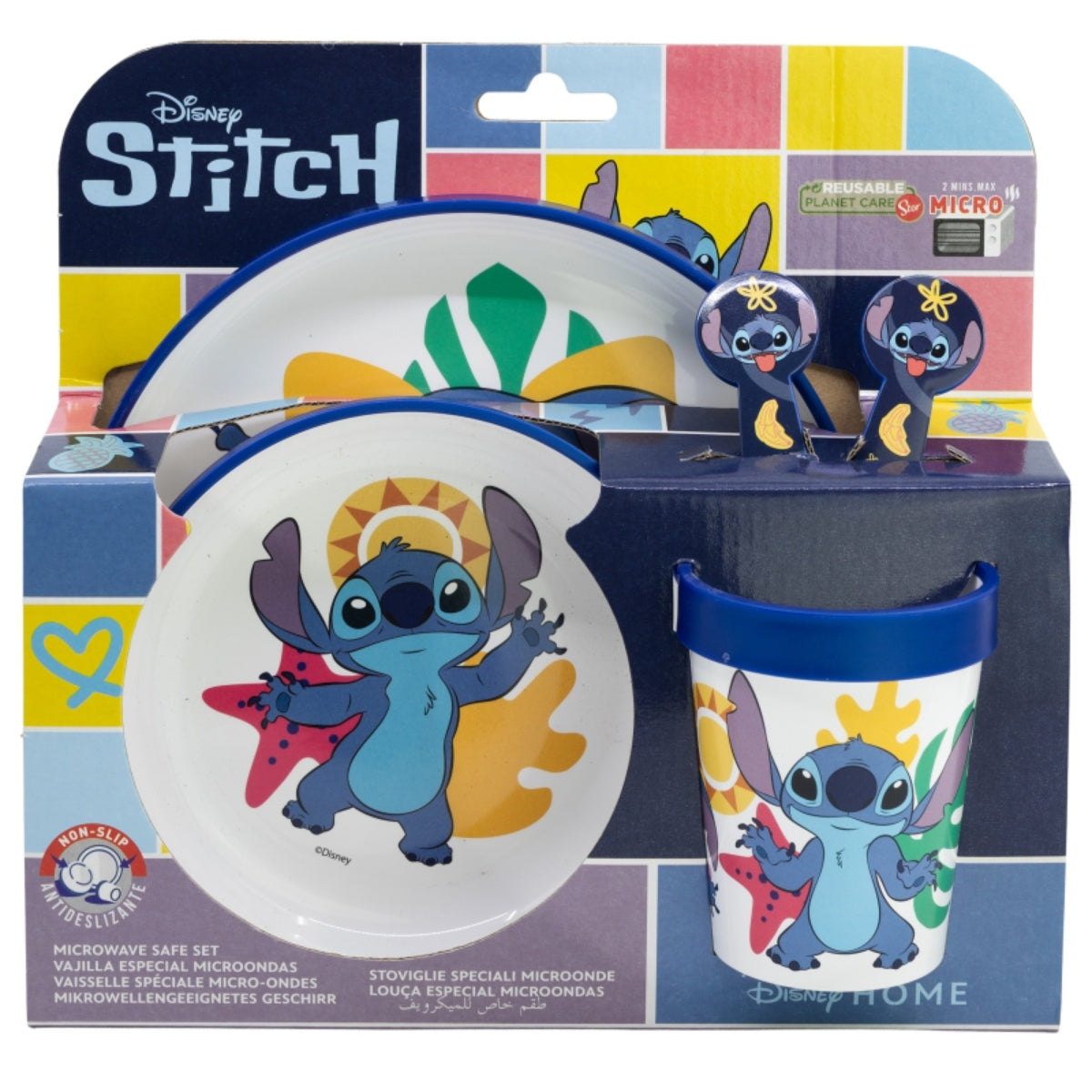 Disney Stitch Kinder-Geschirrset 3-teilig – Teller, Schüssel, Tasse – Geschenkset