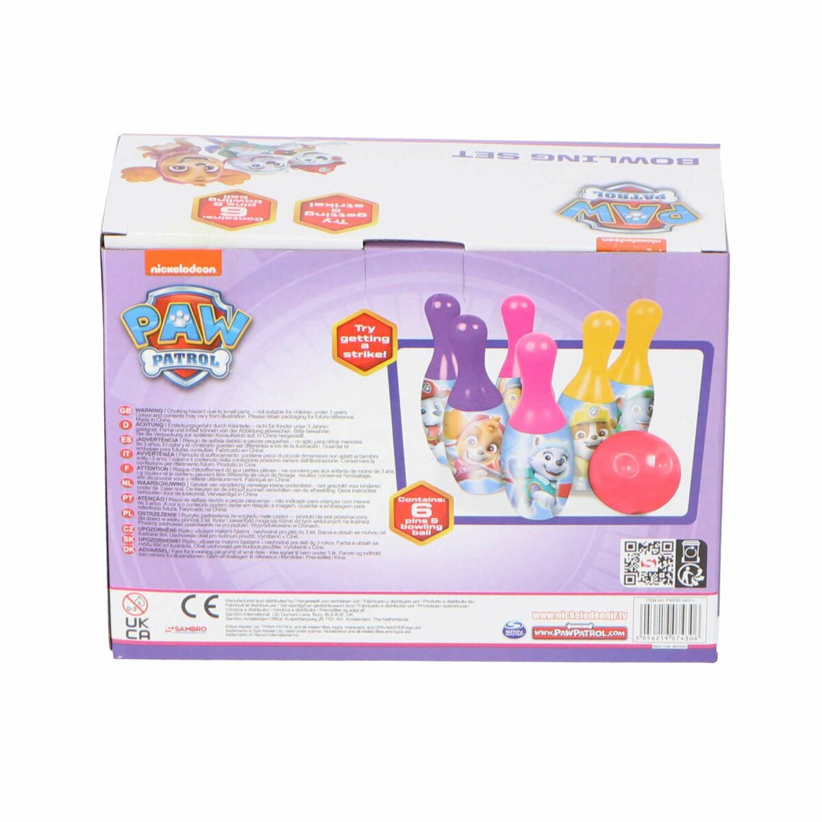 Paw Patrol Bowling set Outdoor-Spielzeug für Kinder 6 Pins und eine Bowlingkugel
