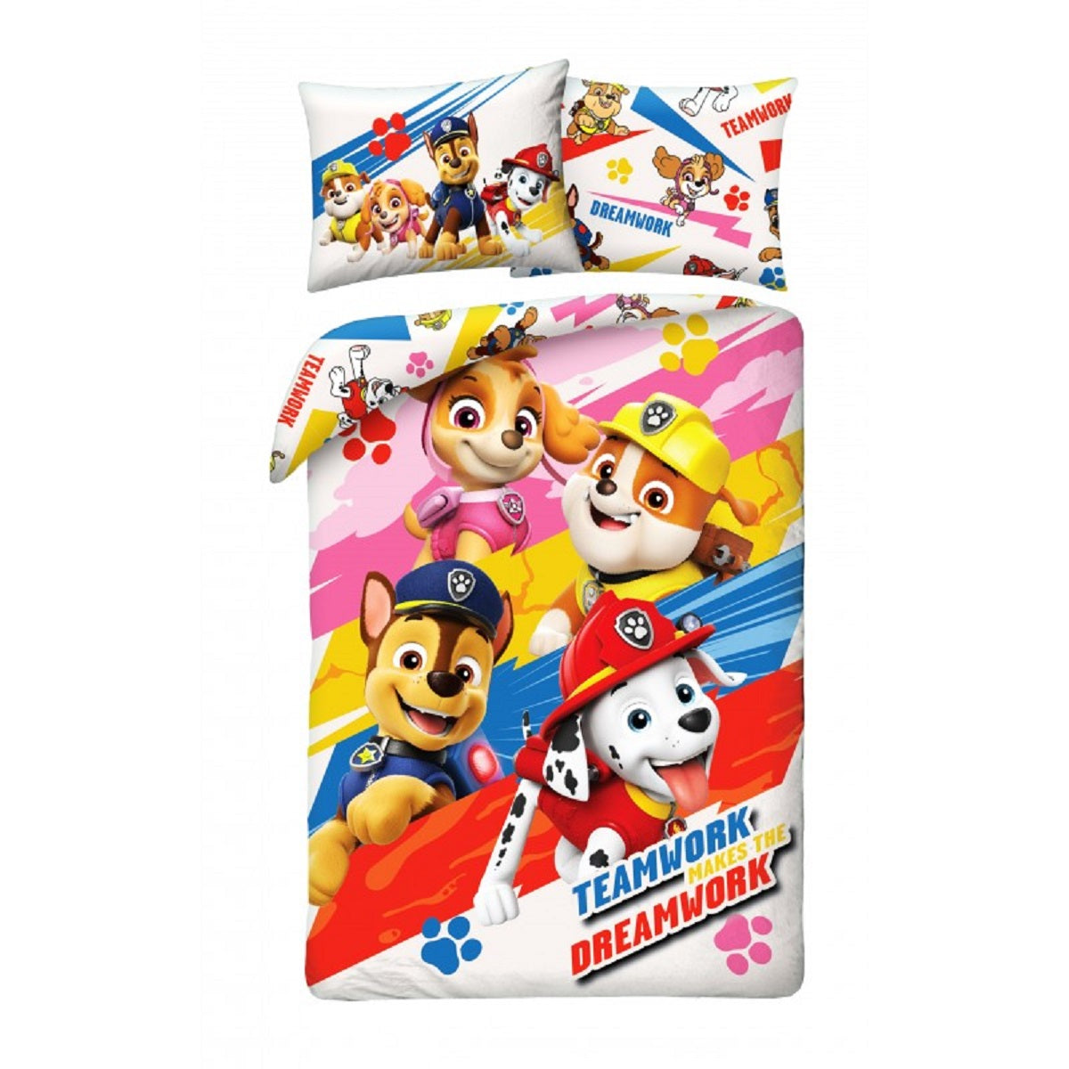 Paw Patrol Bettwäsche Set aus Baumwolle Bettdeckenbezug 140 × 200 cm mit 70 × 90 cm Kissenbezug