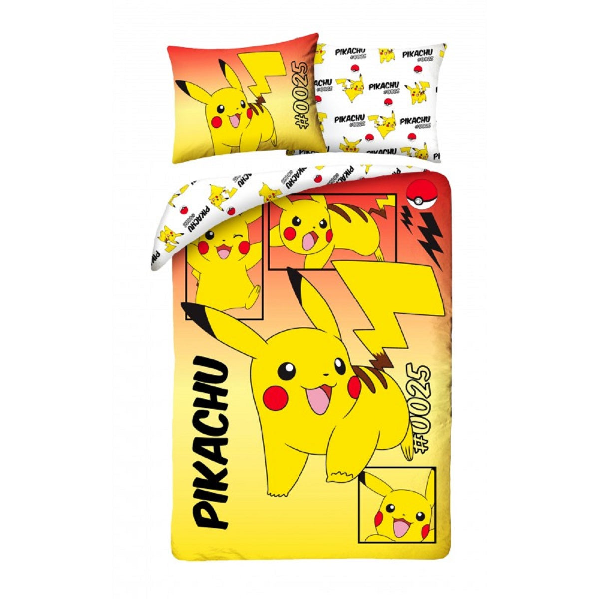 Pokémon Bettwäsche Set aus Baumwolle Bettdeckenbezug 140 × 200 cm mit 70 × 90 cm Kissenbezug