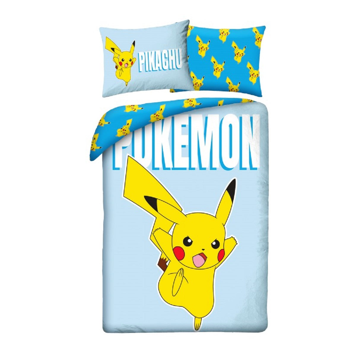 Pokémon Bettwäsche Set aus Mikrofaser Bettdeckenbezug 140 × 200 cm mit 70 × 90 cm Kissenbezug