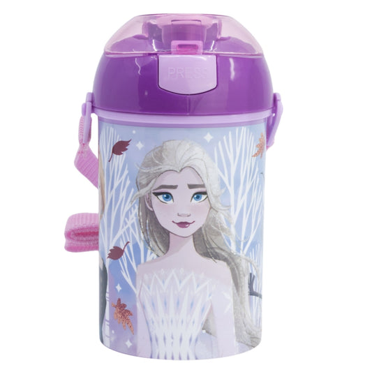 Disney Frozen Kinder Trinkflasche 450 ml Pop-Up Flasche mit Druckknopfdeckel