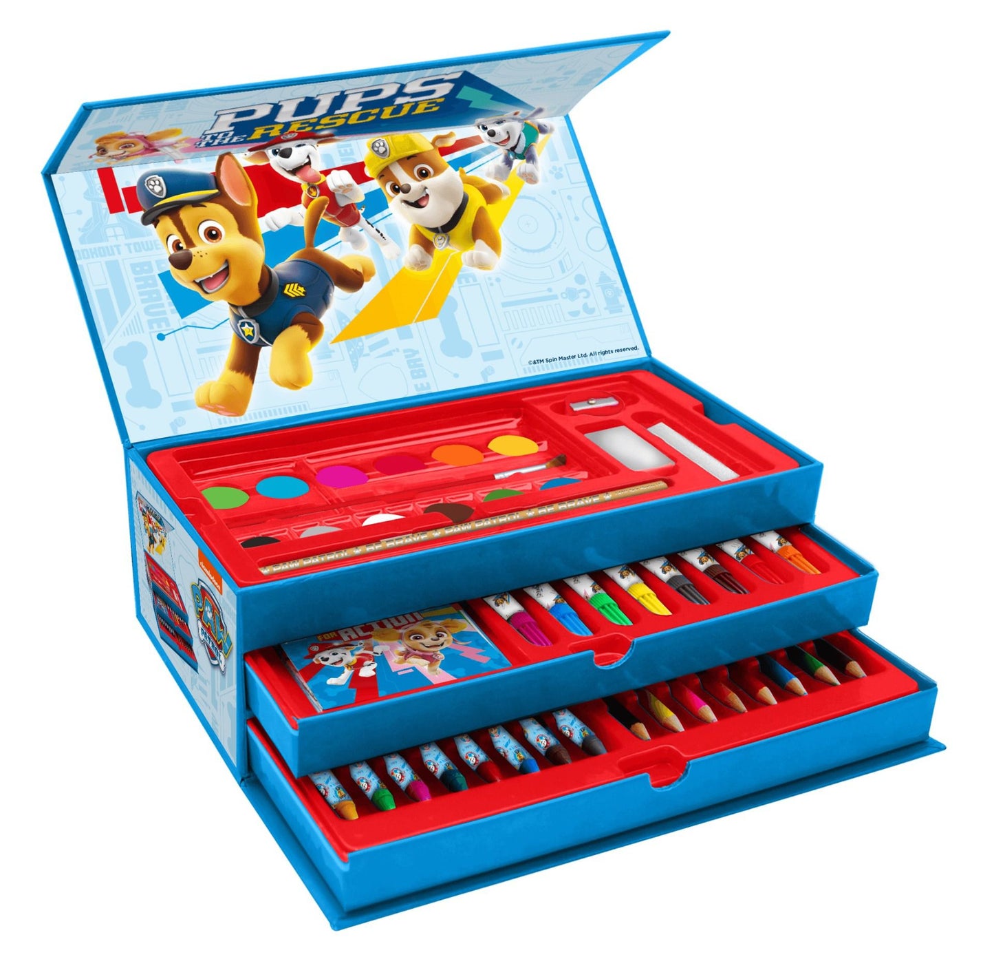 Paw Patrol Malkoffer Enthält Marker Stifte Wasserfarben und Buntstifte Malkasten