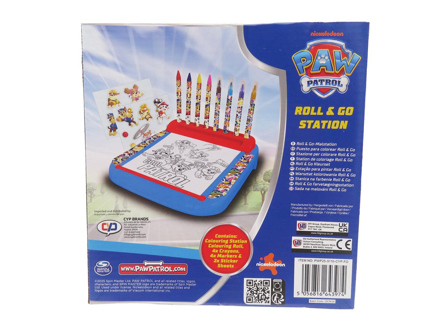 Paw Patrol Zeichenset Kinder Malstation mit 4 Markern 4 Buntstiften und Papierrolle