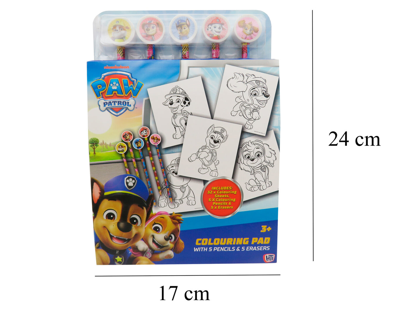 Paw Patrol Malbuch mit Radierstiften 32 Malseiten 5 Buntstifte und 5 Radiergummis