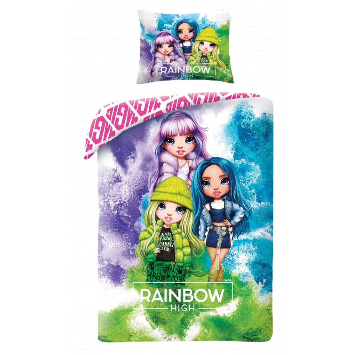 Rainbow High Bettwäsche Set aus Baumwolle Bettdeckenbezug 140 × 200 cm mit 70 × 90 cm Kissenbezug