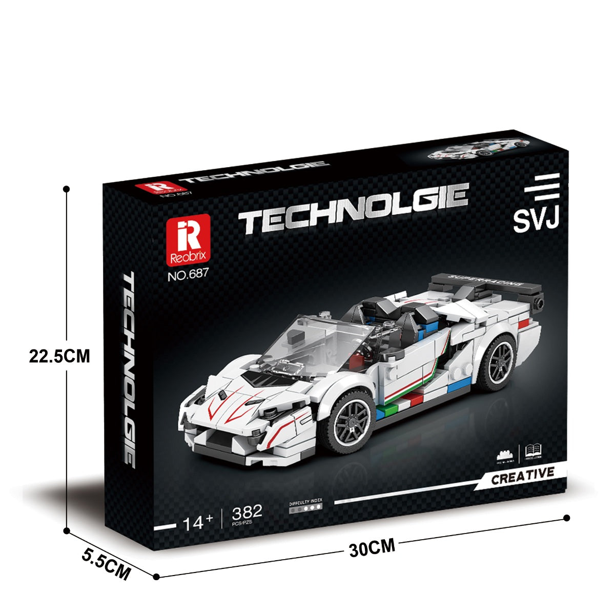 Reobrix 687 Rennwagen 1:24 Klemmbaustein Auto 348 Teile ab 14