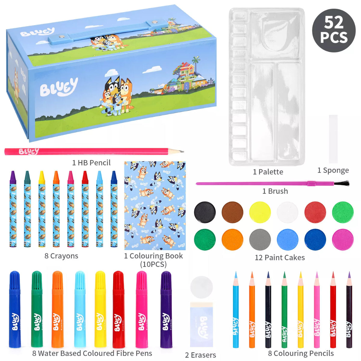 Bluey Schreibwaren- & Malset – Farbenfrohes Pastelfarben Set für kleine Künstler