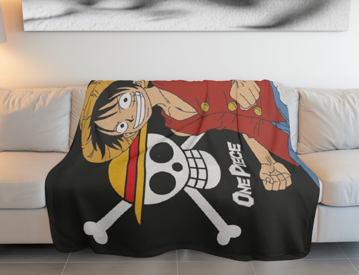 One Piece Sherpa Decke – Superweiche Kuscheldecke 110x150 cm für Anime-Fans