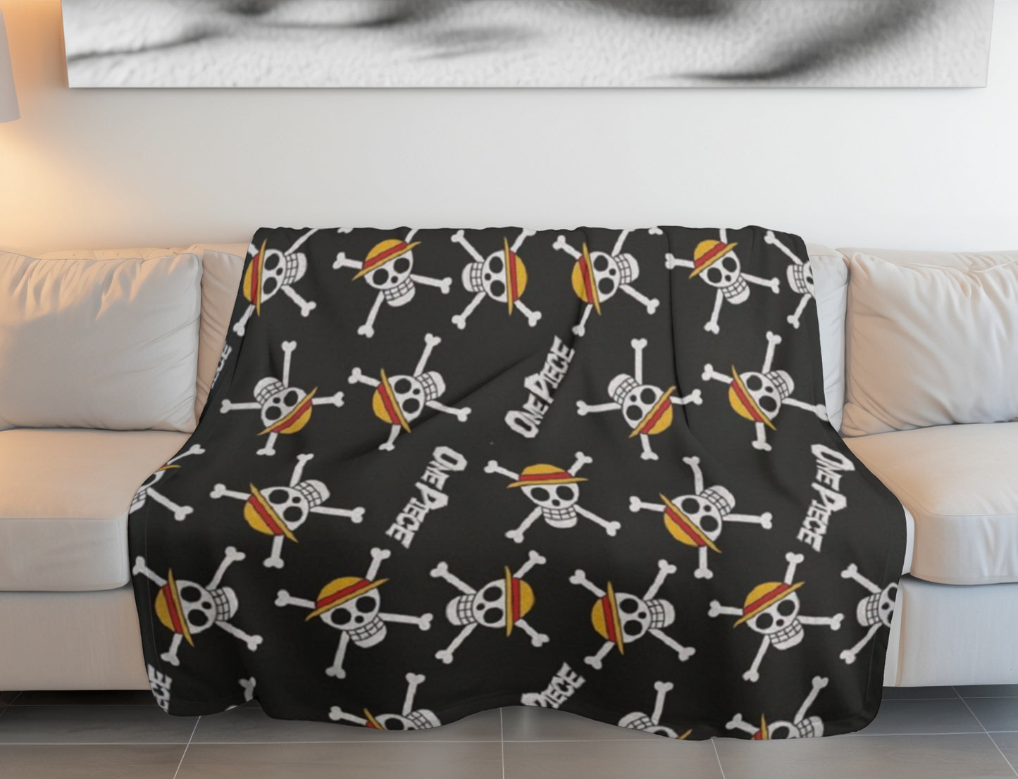 One Piece Sherpa Decke – Superweiche Kuscheldecke 130x160 cm für Anime-Fans