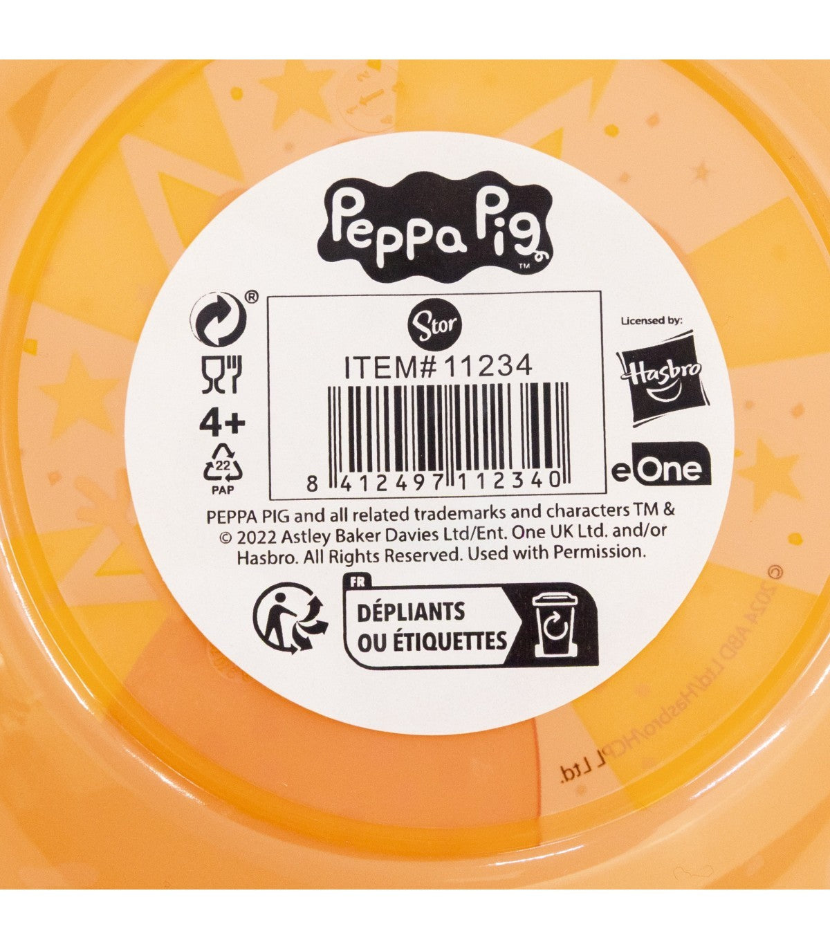 Peppa Pig Kinder Schalen Set 4 teilig Polypropylen für Zuhause Kindergarten und Ausflug