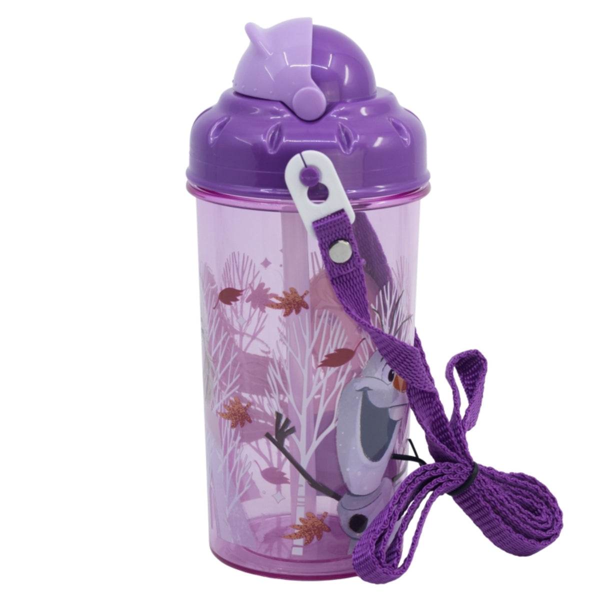 Disney Frozen Kinder Trinkflasche 465 ml mit Strohhalm und Tragegurt