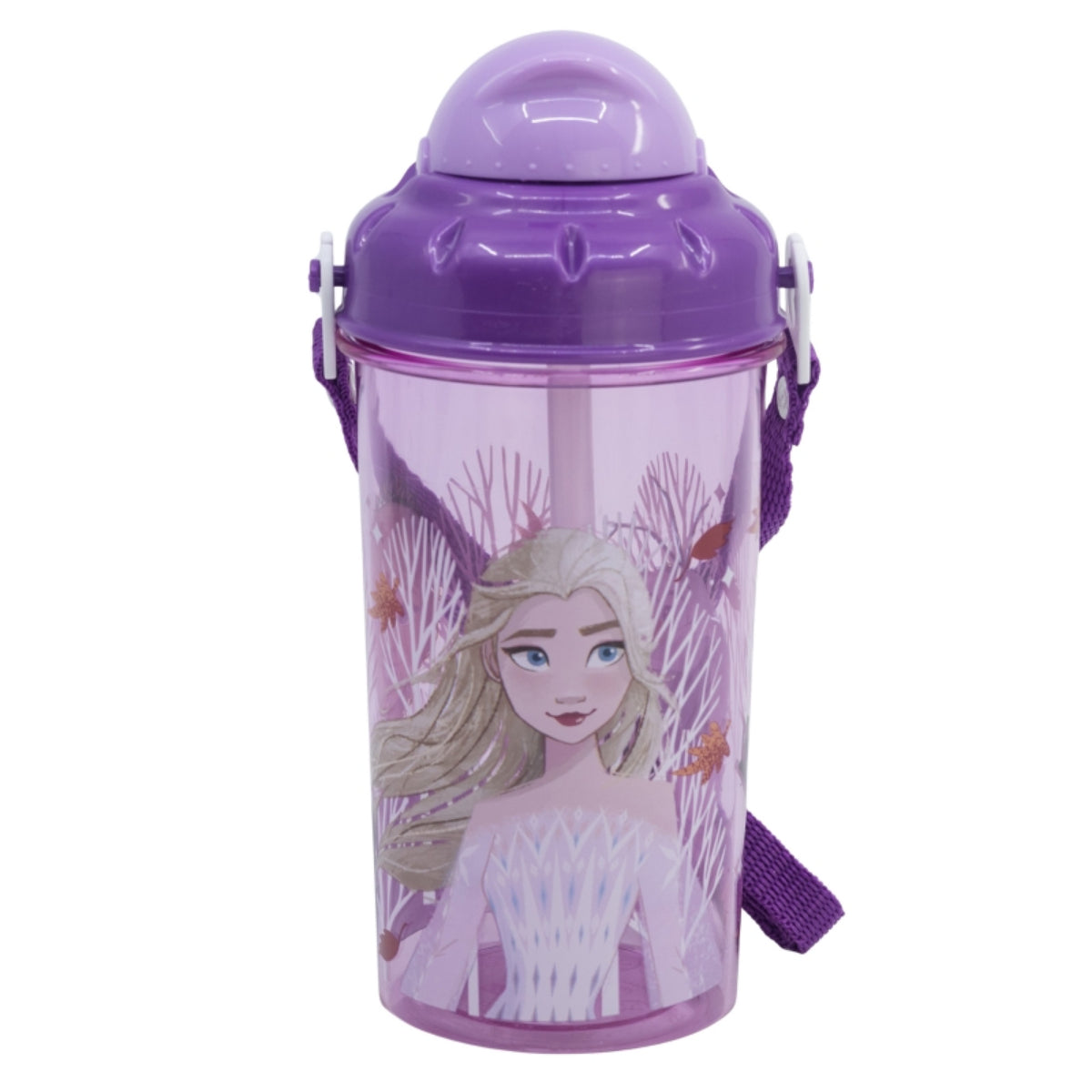 Disney Frozen Kinder Trinkflasche 465 ml mit Strohhalm und Tragegurt