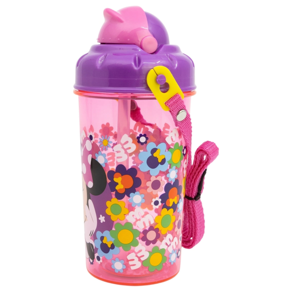 Disney Minnie Kinder Trinkflasche 465 ml mit Strohhalm und Tragegurt