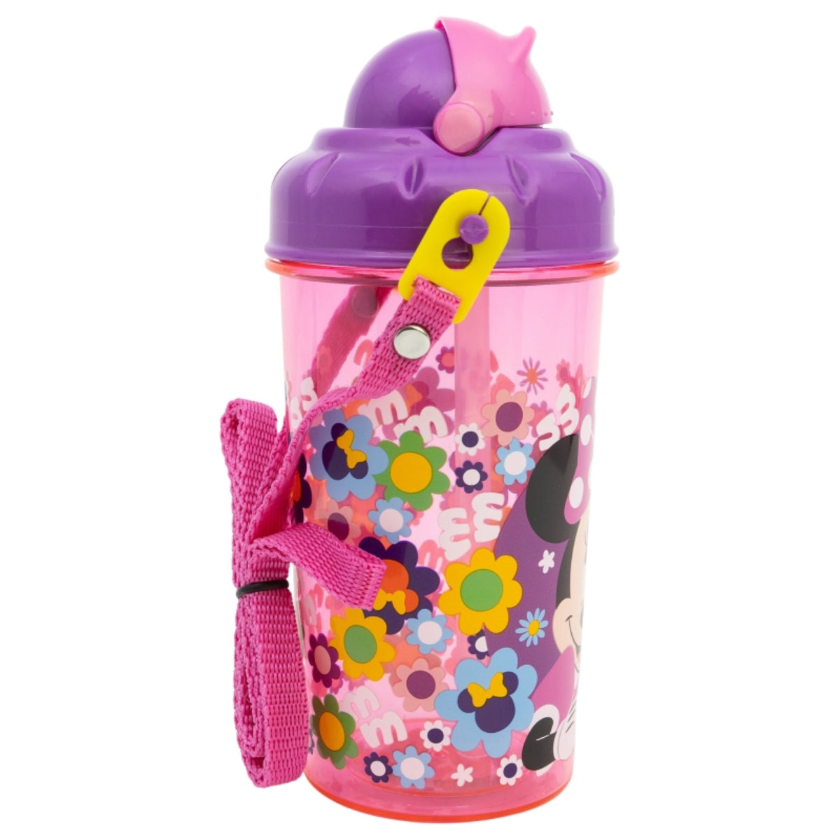 Disney Minnie Kinder Trinkflasche 465 ml mit Strohhalm und Tragegurt
