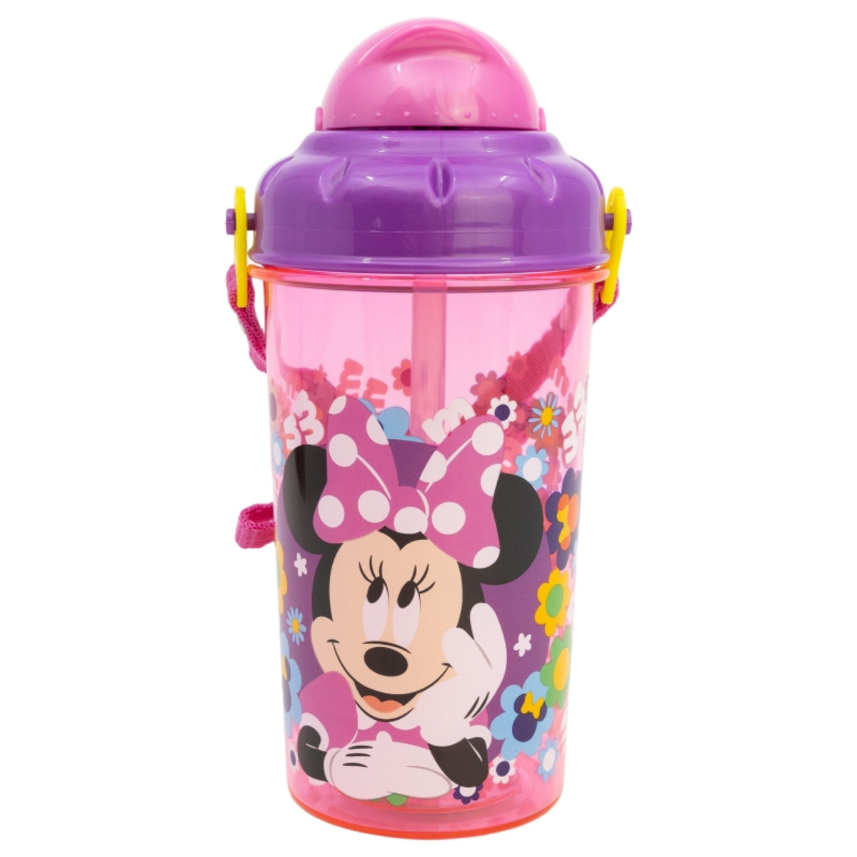 Disney Minnie Kinder Trinkflasche 465 ml mit Strohhalm und Tragegurt