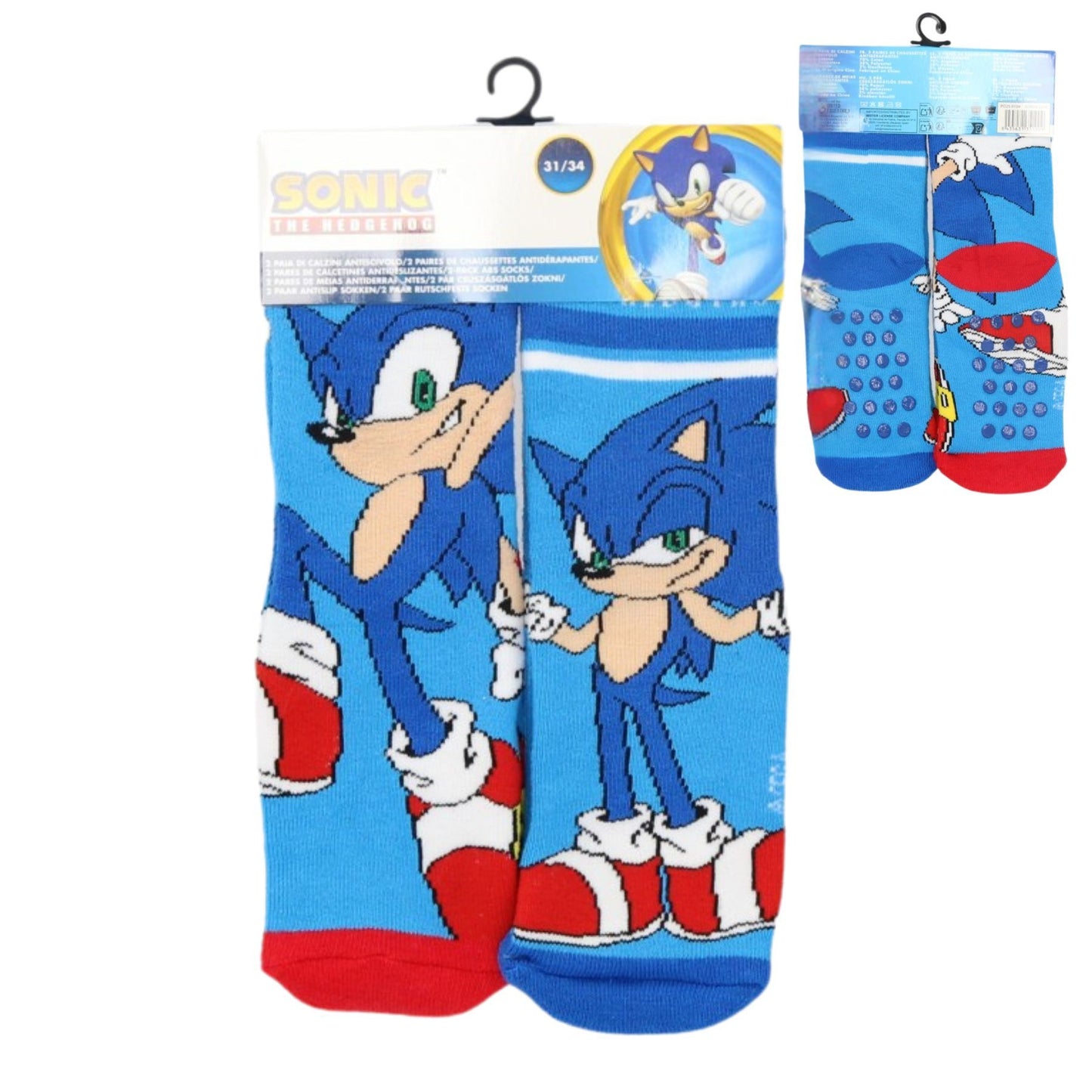 Sonic 2er Pack Kinder Socken rutschfeste Kuschelsocken Sportsocken