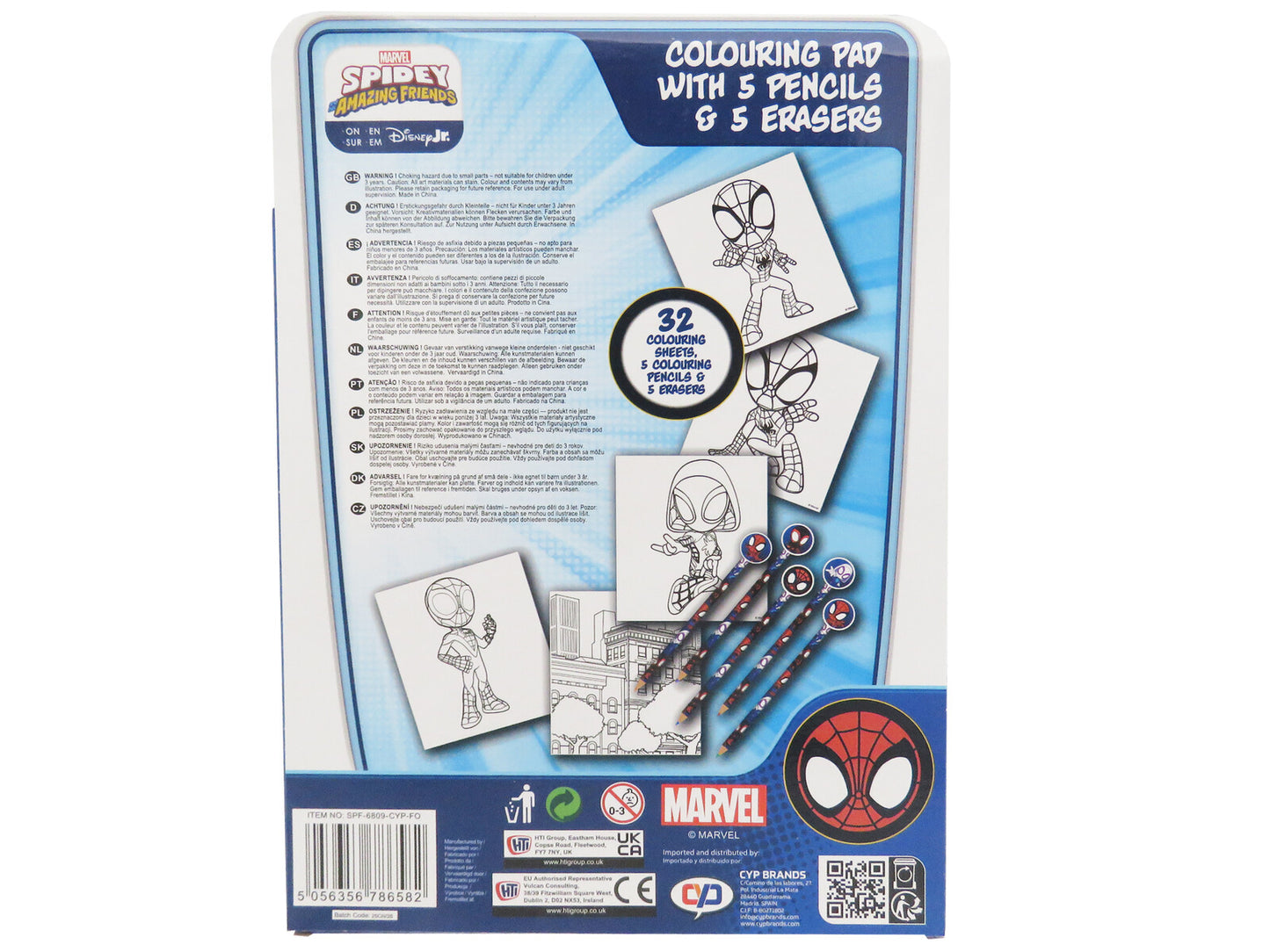 Spiderman Malbuch mit Radierstiften 32 Malseiten 5 Buntstifte und 5 Radiergummis