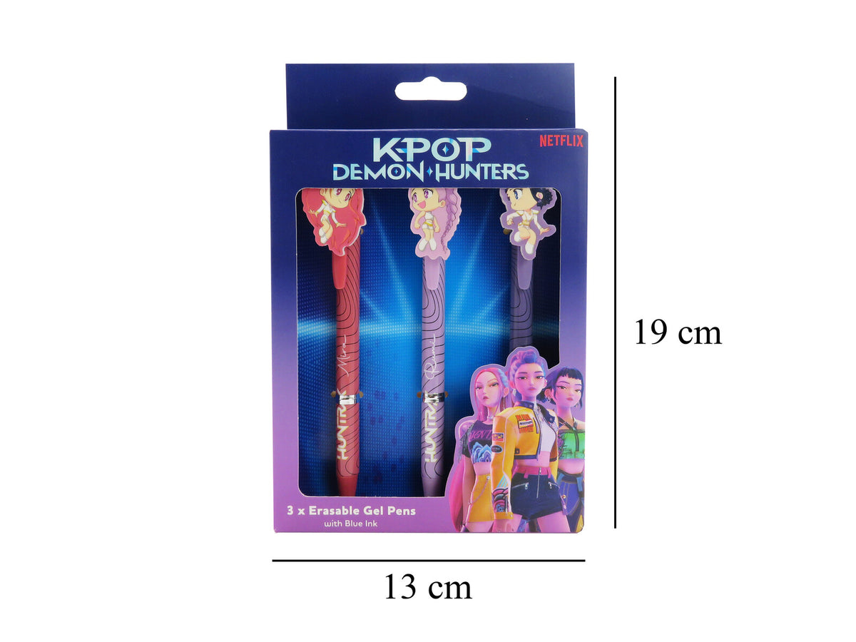 K-Pop Demon Hunters 3er Set Radierbare Kugelschreiber für Schule Büro und Alltag