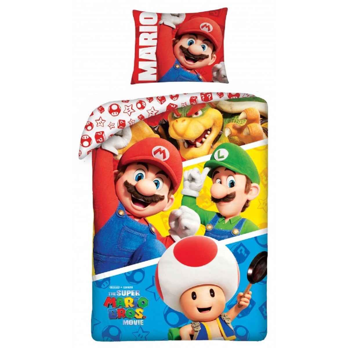 Super Mario Bettwäsche Set aus Baumwolle Bettdeckenbezug 140 × 200 cm mit 70 × 90 cm Kissenbezug