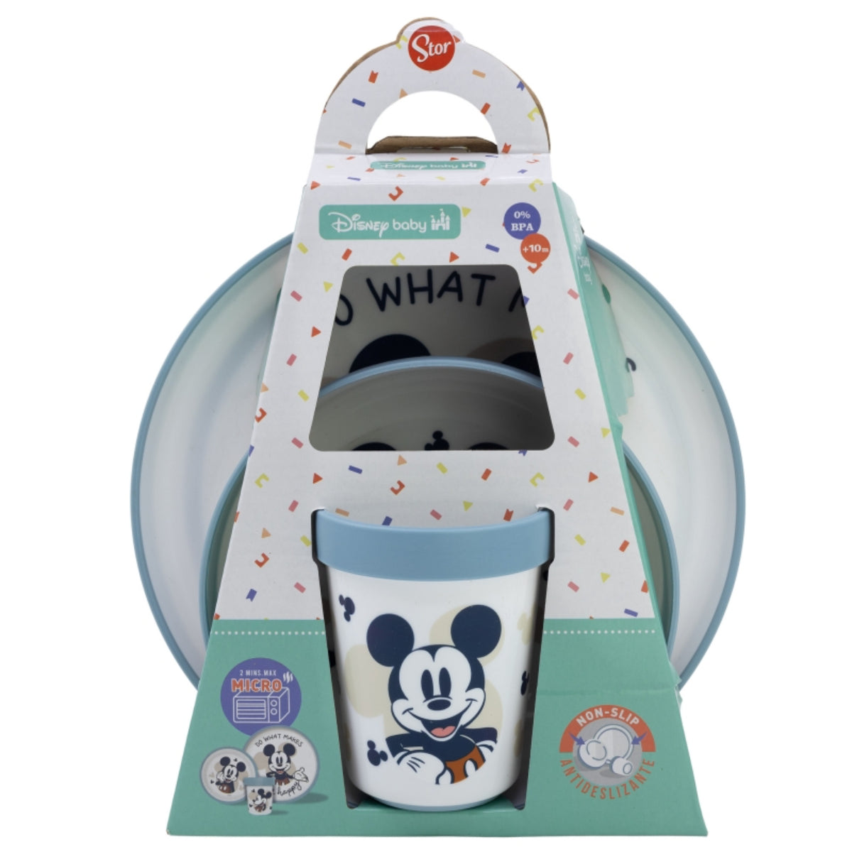 Mickey Mouse Kindergeschirr Set 3-teilig – Rutschfestes Ess-Set mit Teller, Schüssel & Becher