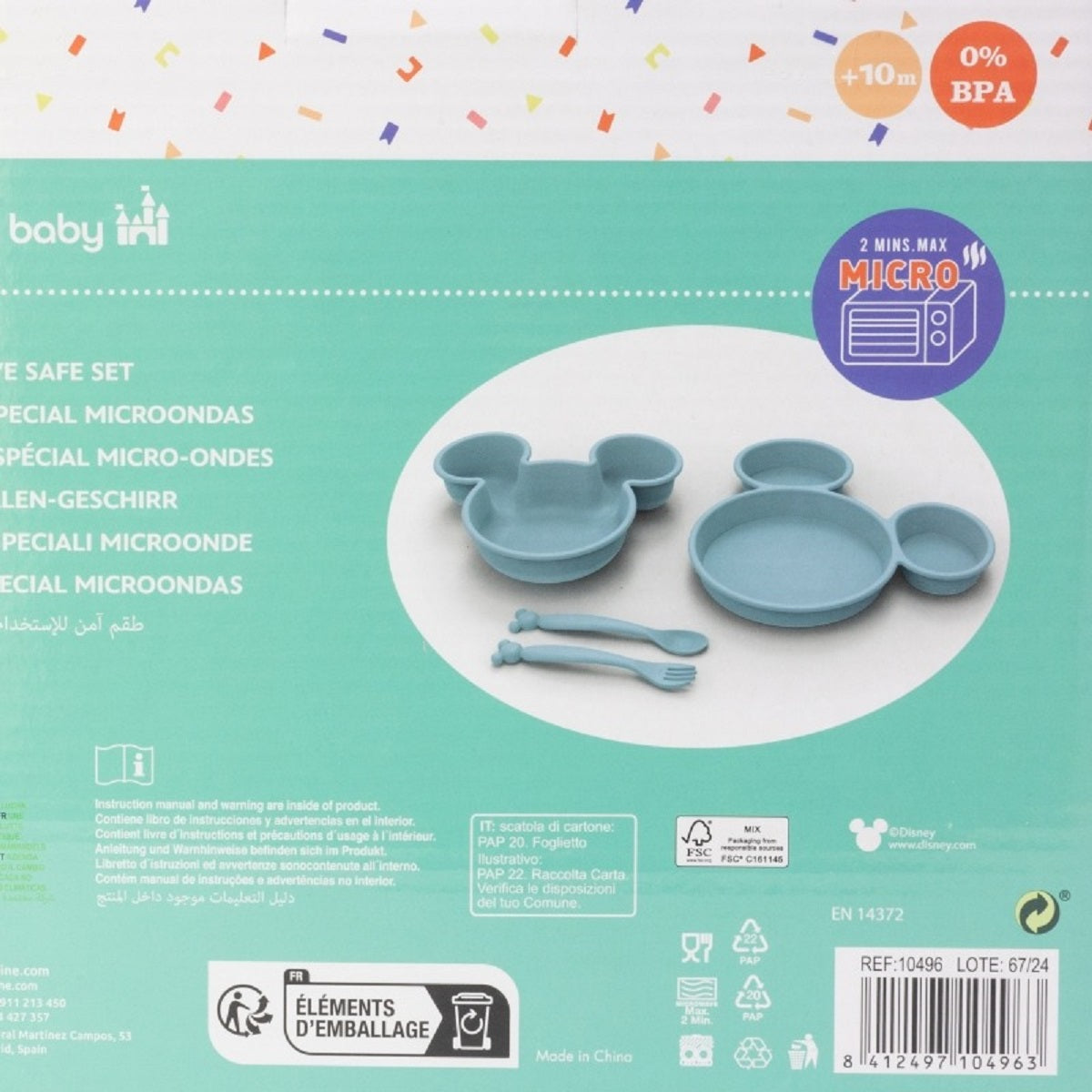 Disney Mickey Mouse Kindergeschirr-Set 4-teilig – Teller, Schale & Besteck in Geschenkbox