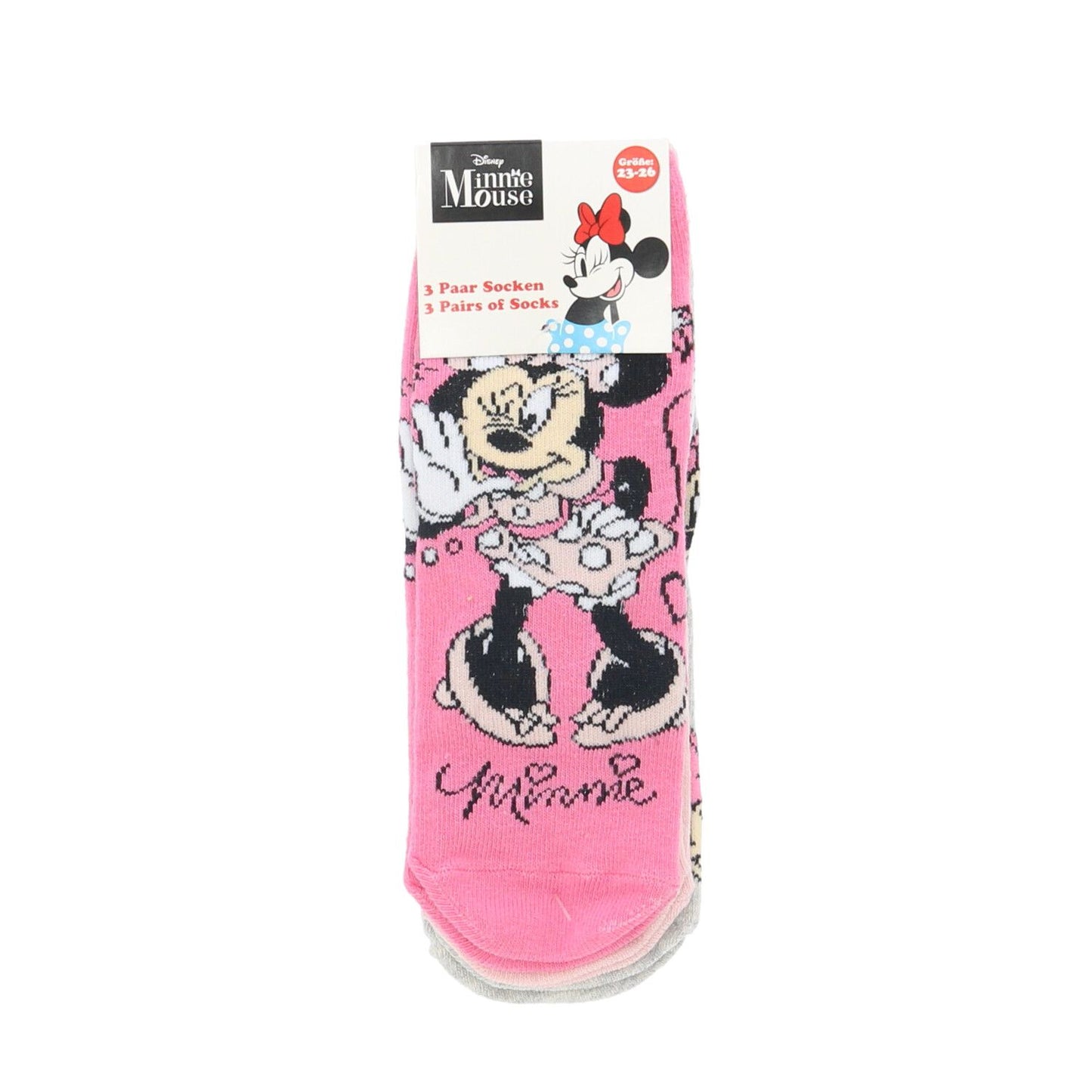 Minnie Mouse 3er Pack Sneaker Socken Bunte Strümpfe für Mädchen