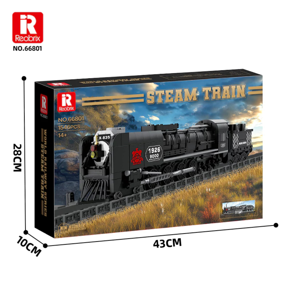 Reobrix 66801 Dampflokomotive Klemmbaustein Zugmodell 1546 Teile ab 14