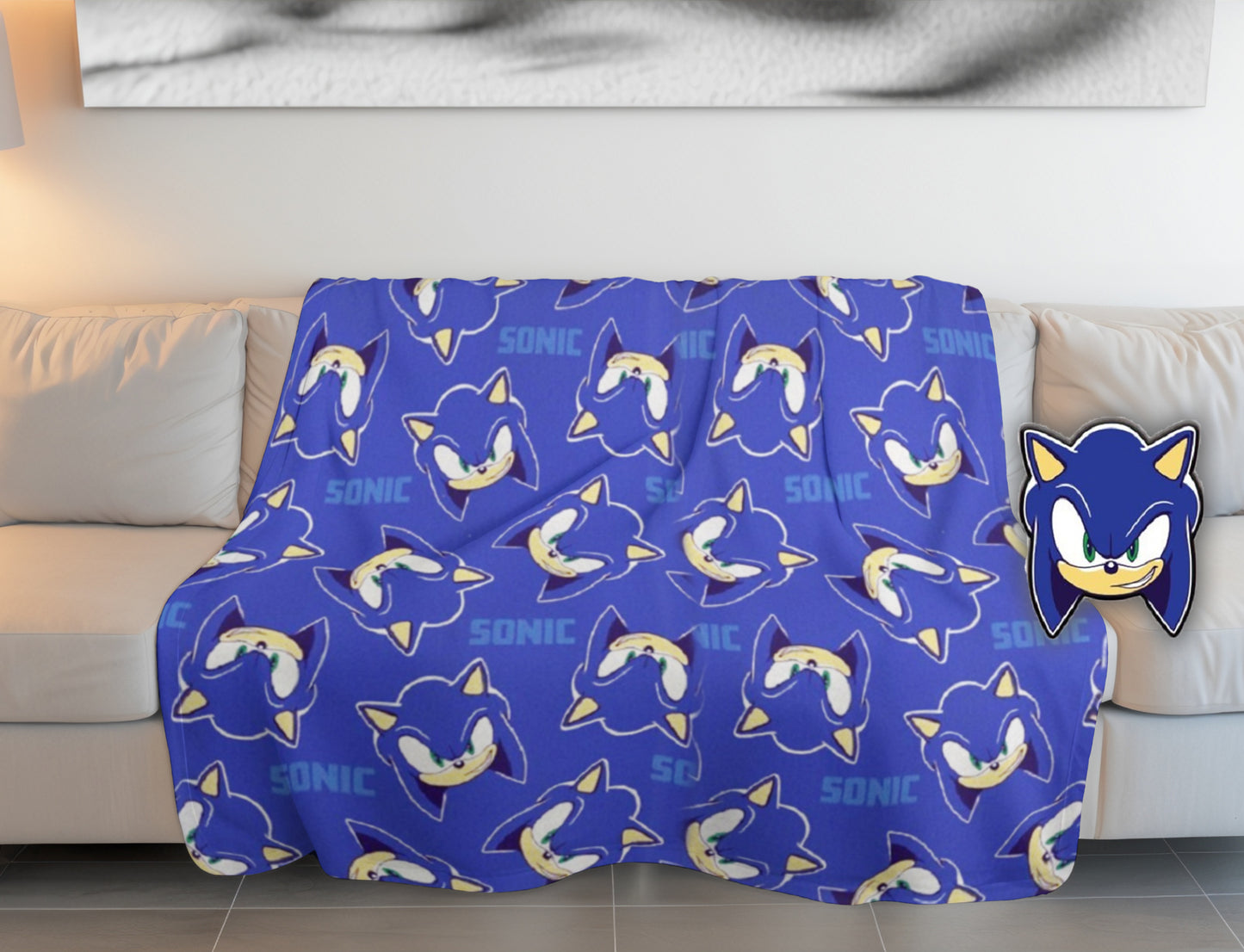 Sonic Schlafset – Gemütliche Kinderdecke mit Kissen für Zuhause & Reisen 140x100 cm