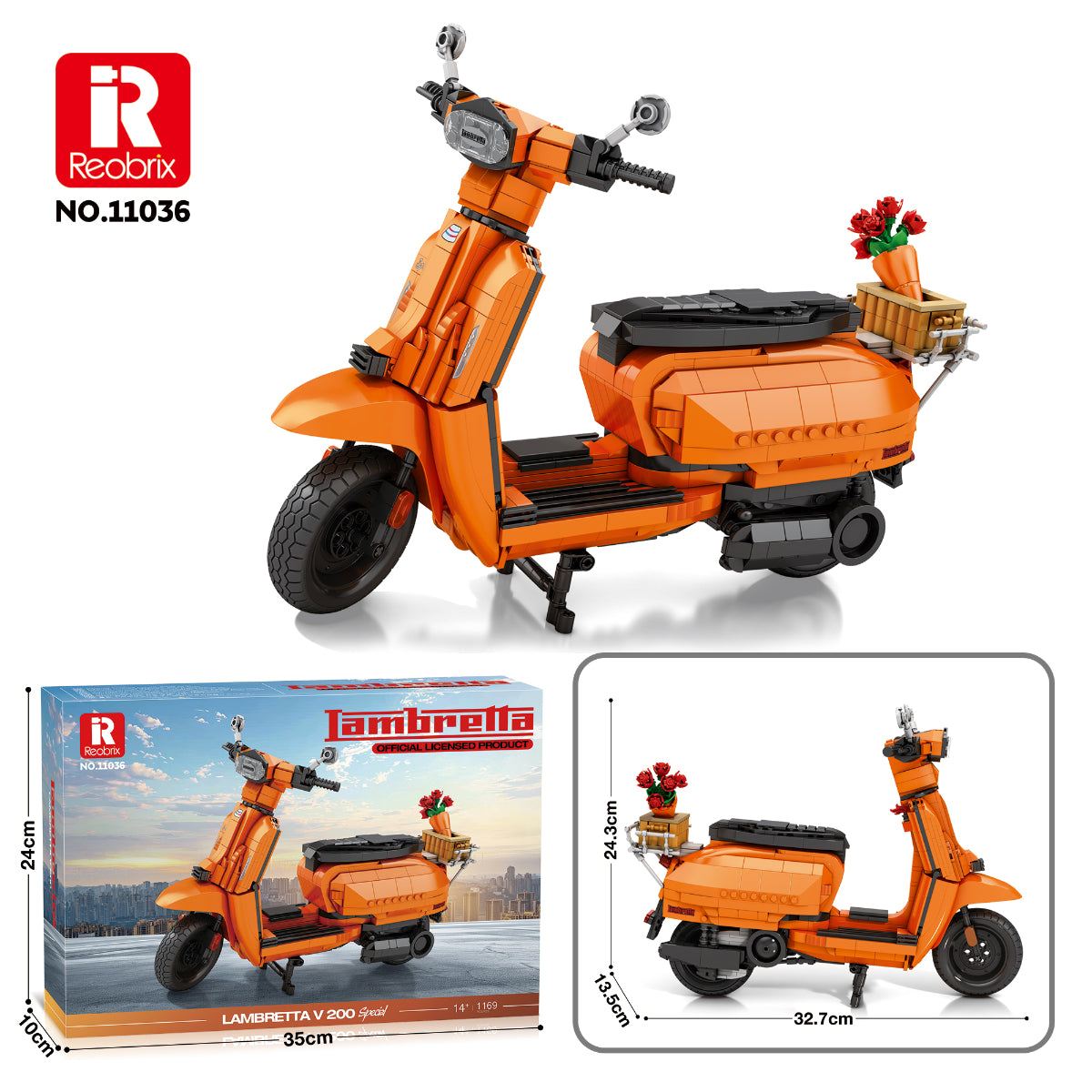Reobrix 11036 Roller Orange Klemmbaustein Modell 32,7 cm 1169 Teile ab 14