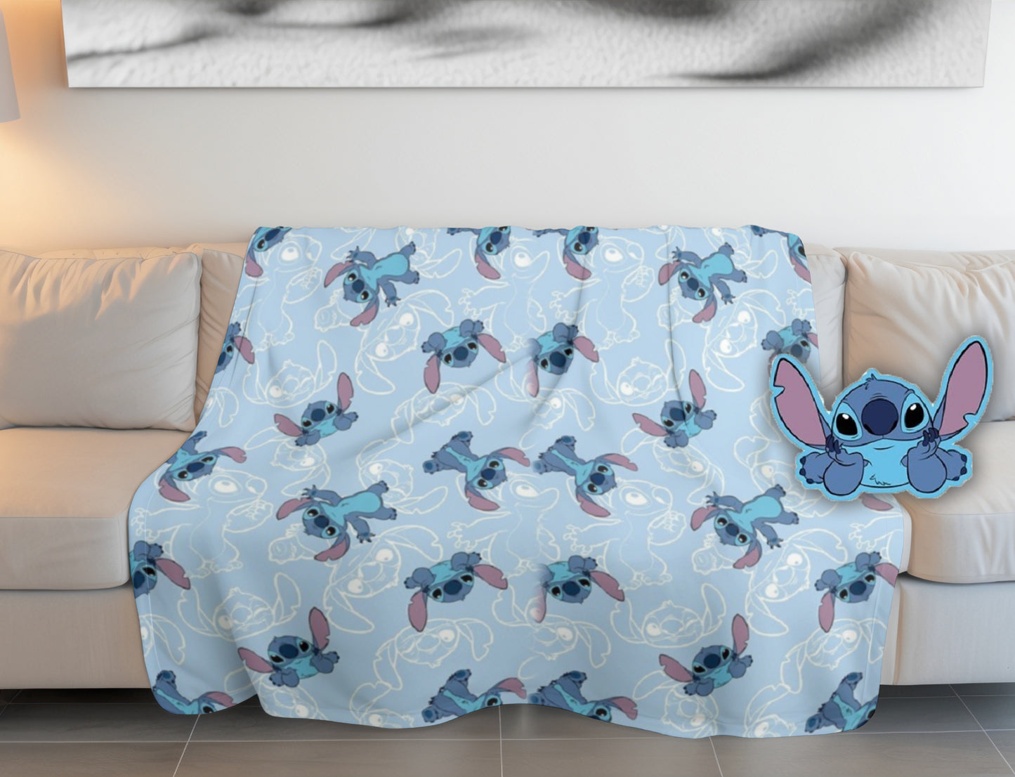 Lilo & Stitch Schlafset – Gemütliche Kinderdecke mit Kissen für Zuhause & Reisen 140x100 cm