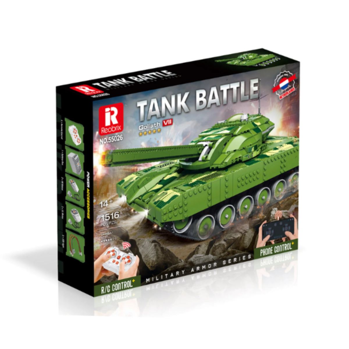 Reobrix 55026 RC Militärfahrzeug Klemmbaustein Modell 1516 Teile ab 14