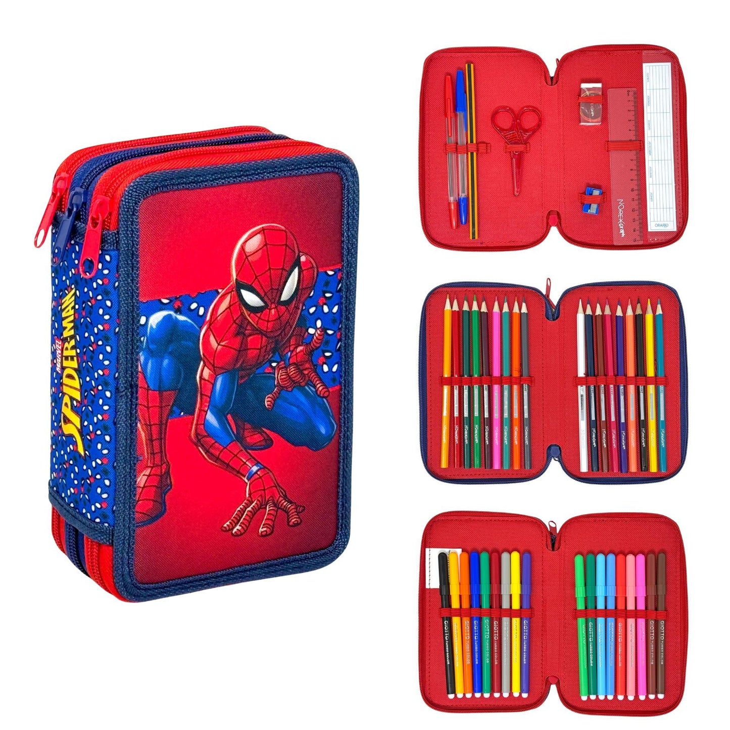 Marvel Spiderman Gefülltes Schulmäppchen mit Zubehör 20 × 12 × 7 cm