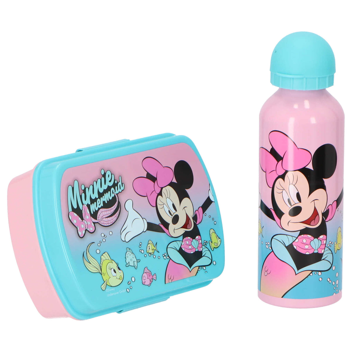 Disney Minnie Mouse Pausenset Lunchbox Aluminium Trinkflasche für Kindergarten Schule Freizeit und Reisen