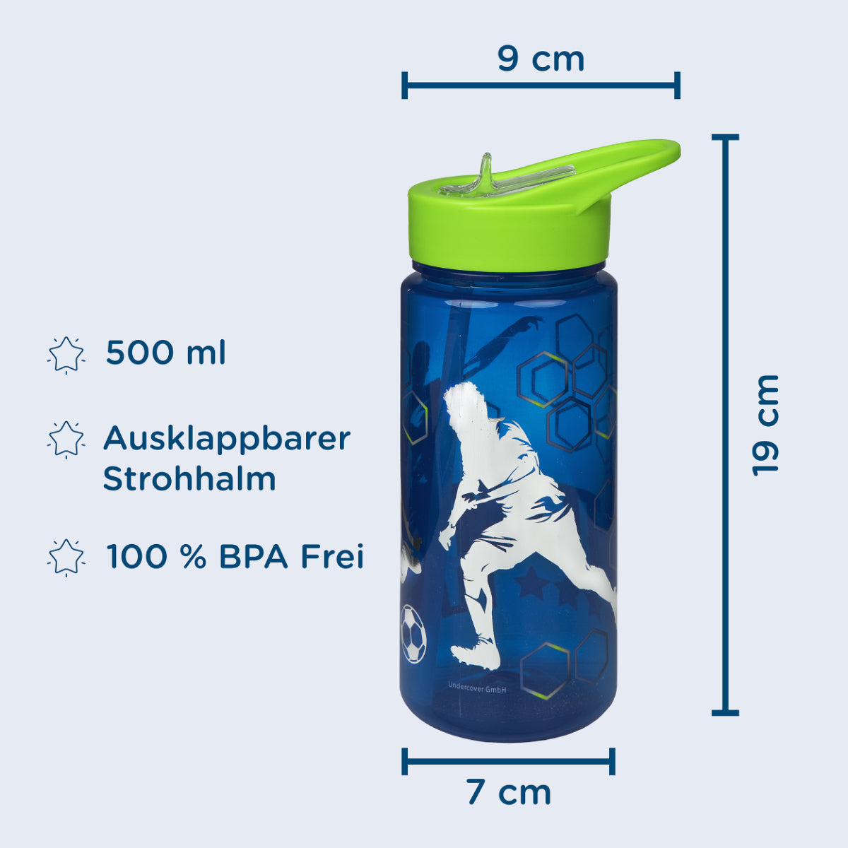Team Player Wasserflasche 500 ml Kinder Trinkflasche Aero mehrfarbig