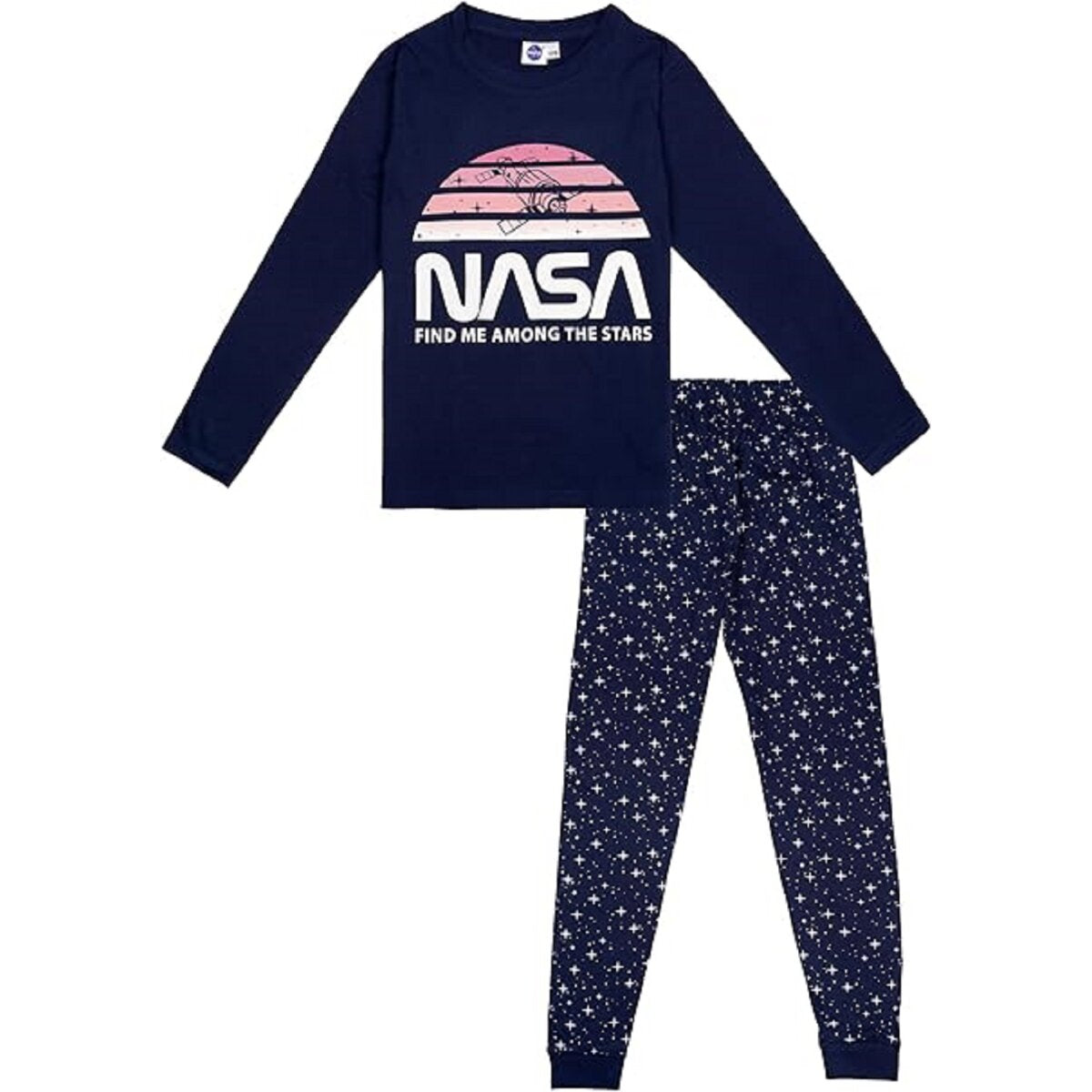 NASA Kinder Pyjama aus Baumwolle – Schlafanzug für Mädchen mit Langarm Shirt & Hose