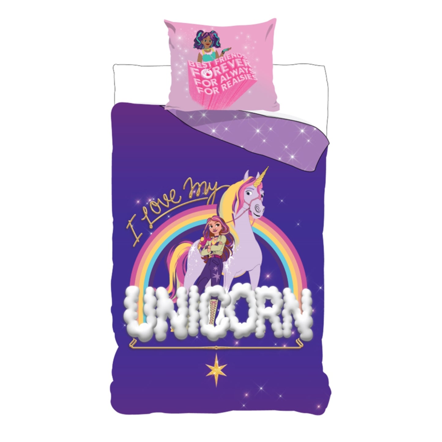 Unicorn Academy Bettwäsche 140 x 200 cm Set mit Kissenbezug 70 x 60 cm