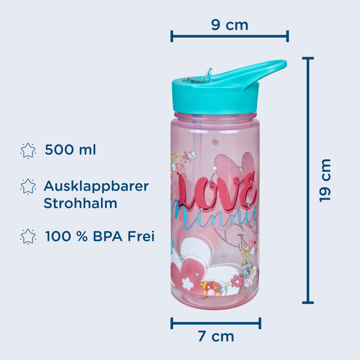Disney Minnie Mouse Trinkflasche 500 ml Kinder Wasserflasche Schule Sport