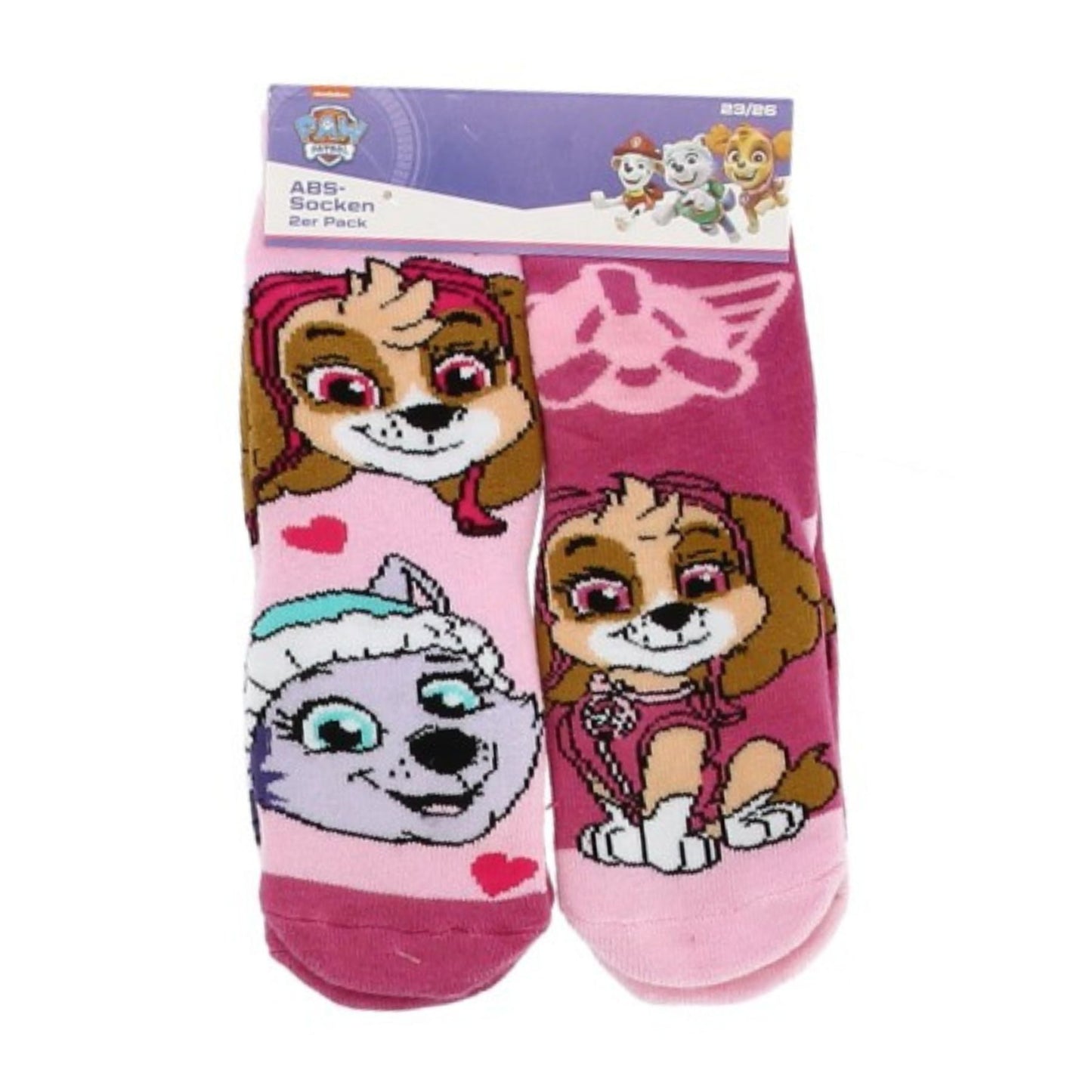 Paw Patrol Socken 2er Pack mit Anti Rutsch Sohle rosa Baumwolle