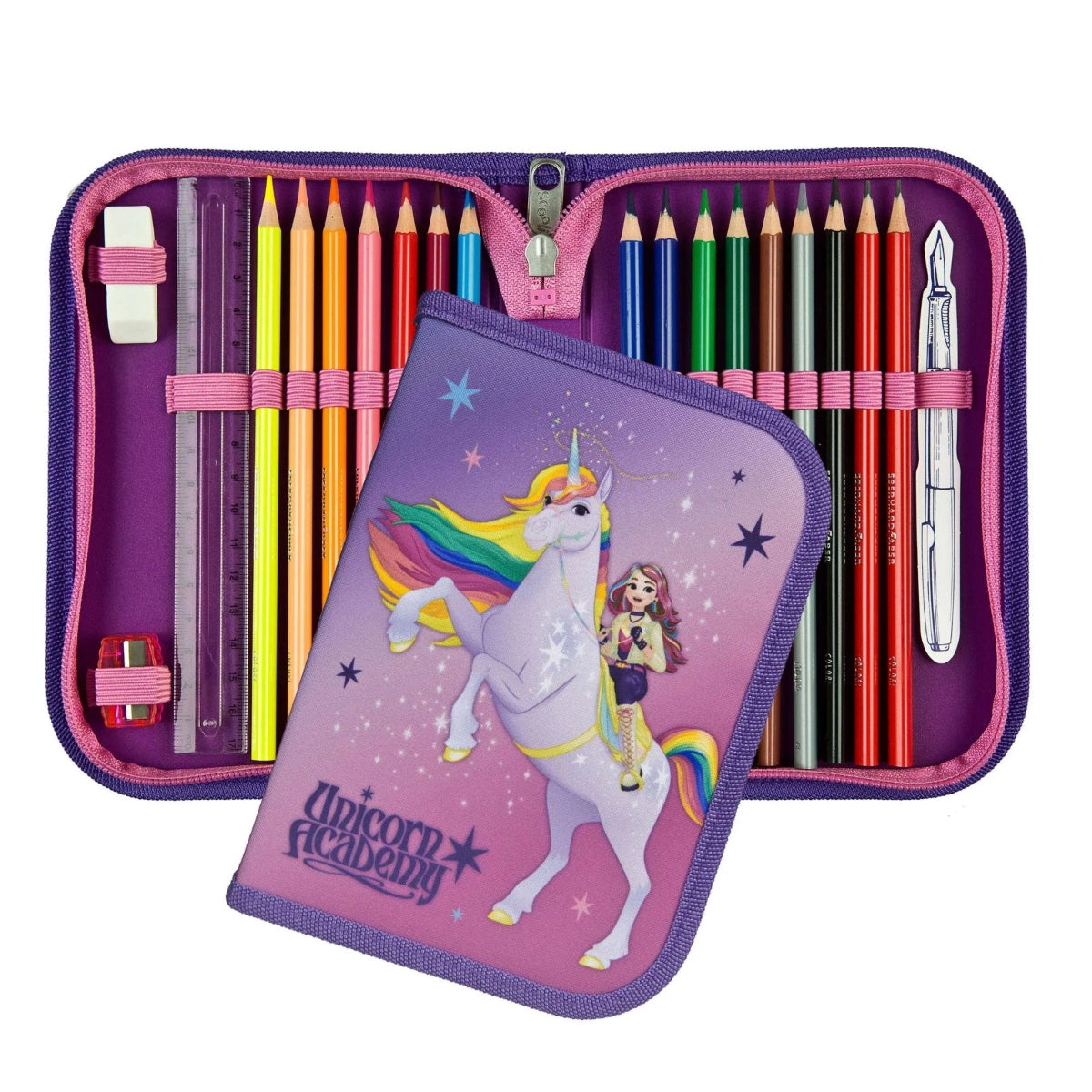 Unicorn Academy Schulmäppchen gefüllt Kinder Federtasche Schreibwaren