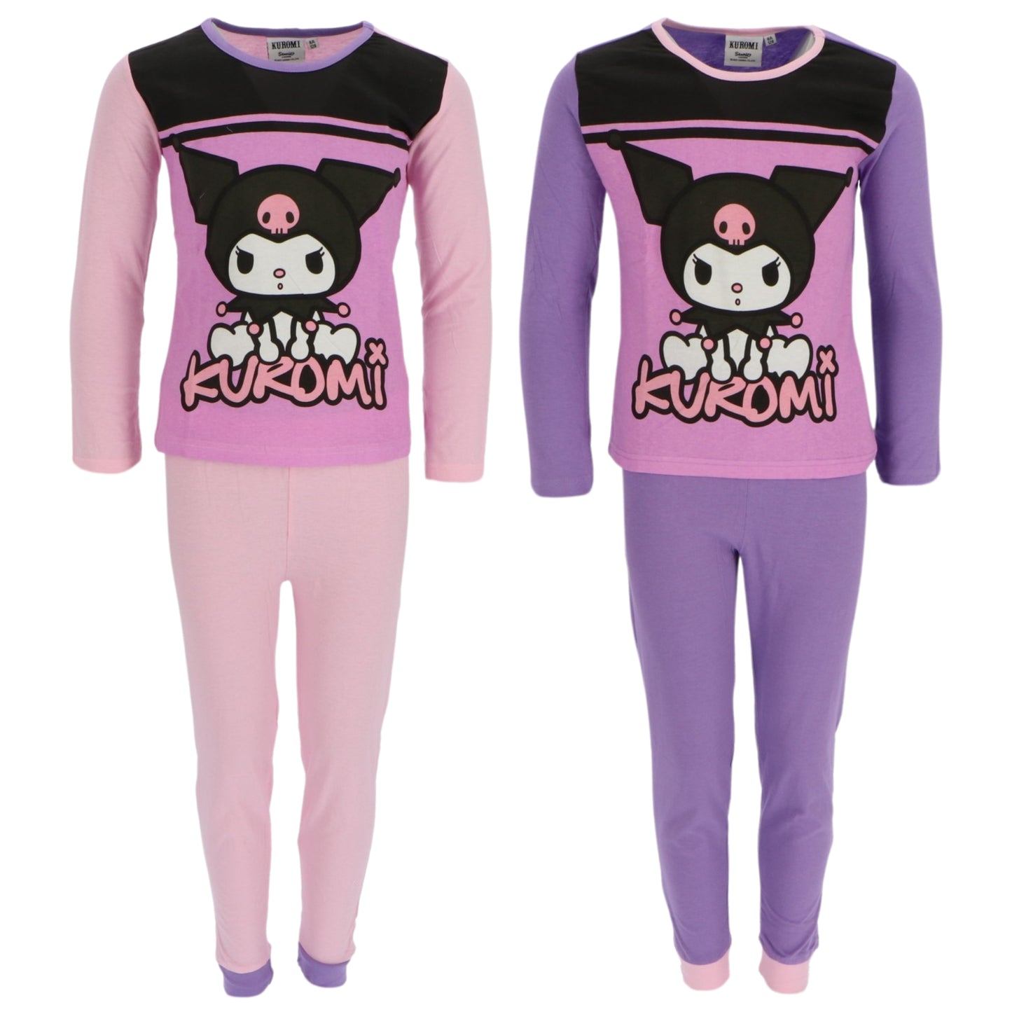 Hello Kitty Kuromi Kinder Pyjama Schlafanzug Langarm Zweiteiler für Mädchen aus Baumwolle