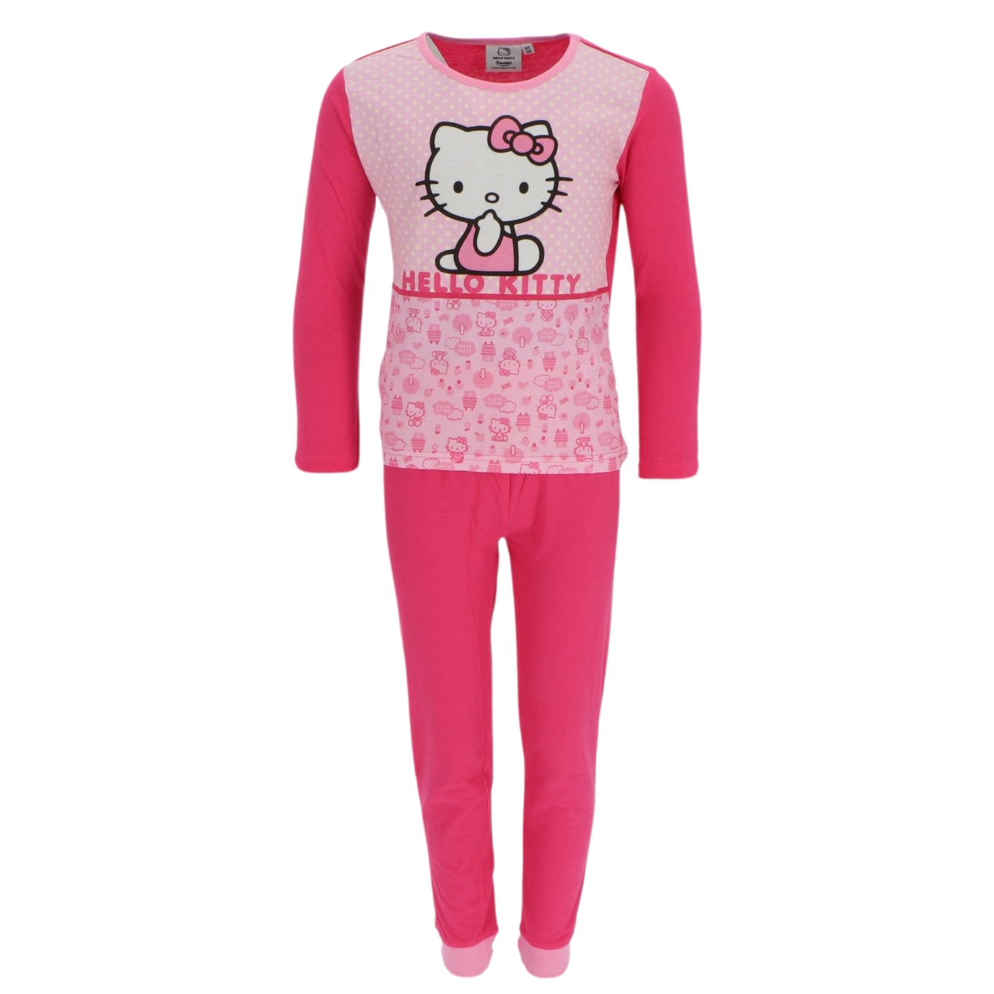 Hello Kitty Kinder Pyjama Schlafanzug Langarm Zweiteiler für Mädchen aus Baumwolle