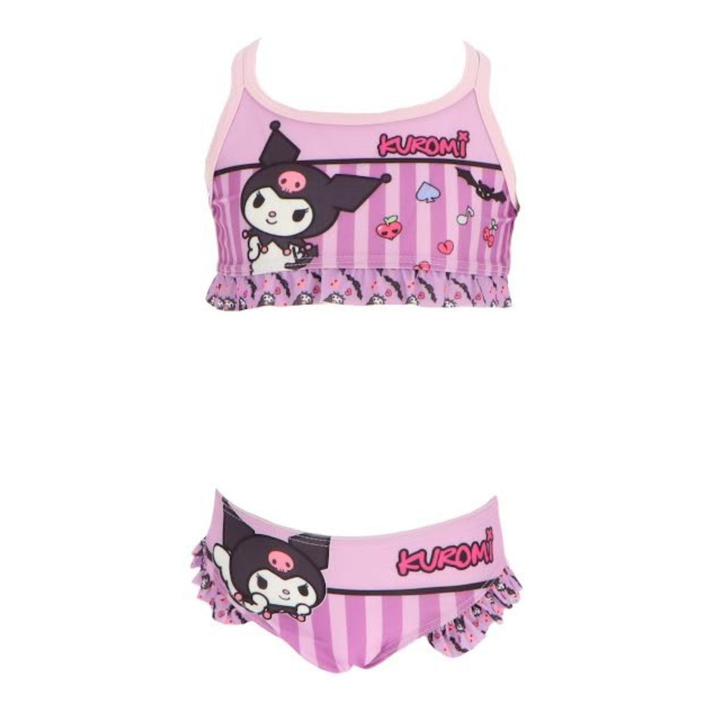 Hello Kitty Kuromi Badeanzug Zweiteiler Kinder Kuromi Bikini Lila für Schwimmbad und Ferien