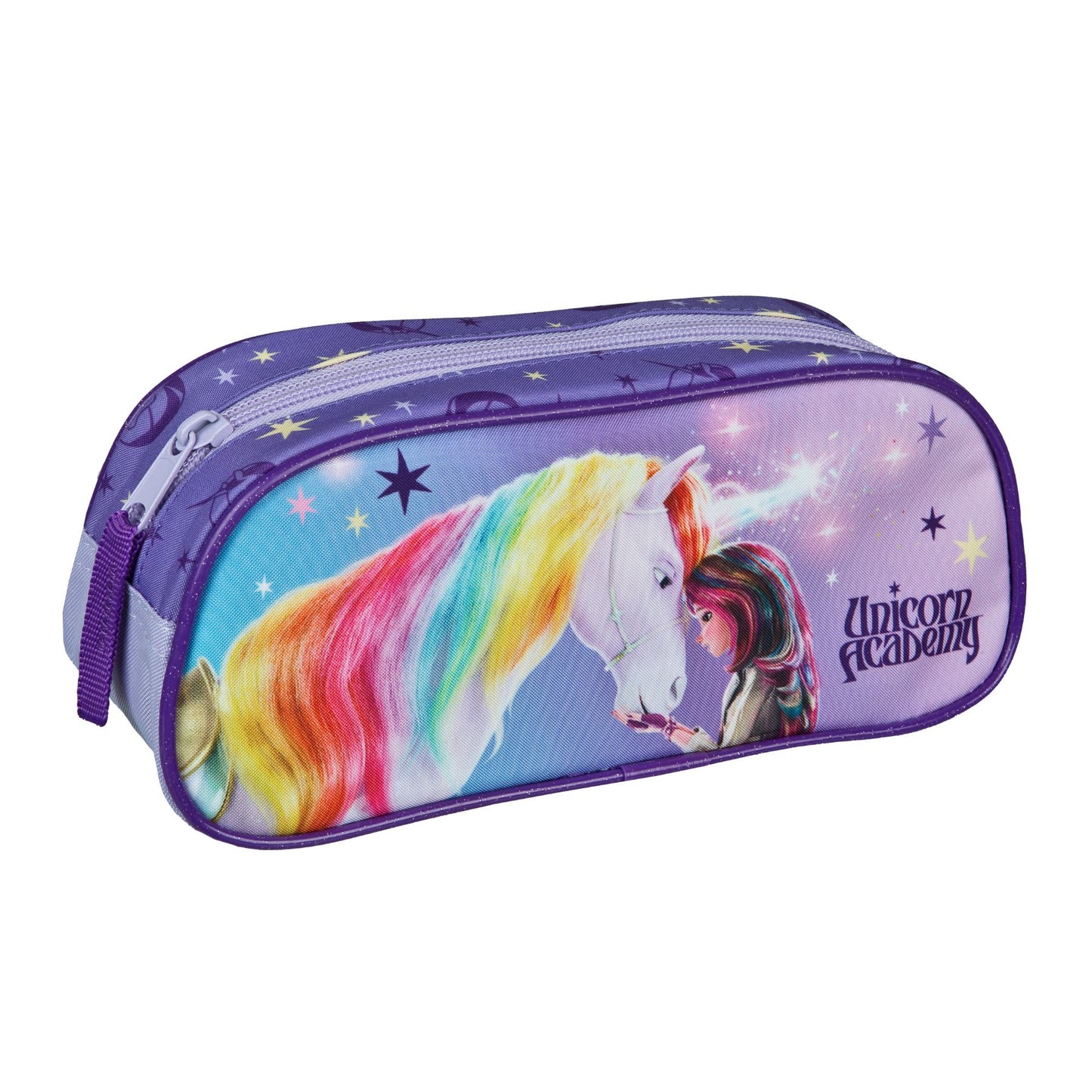 Unicorn Academy Mäppchen Kinder Schulmäppchen Etui Stifte Tasche Lila