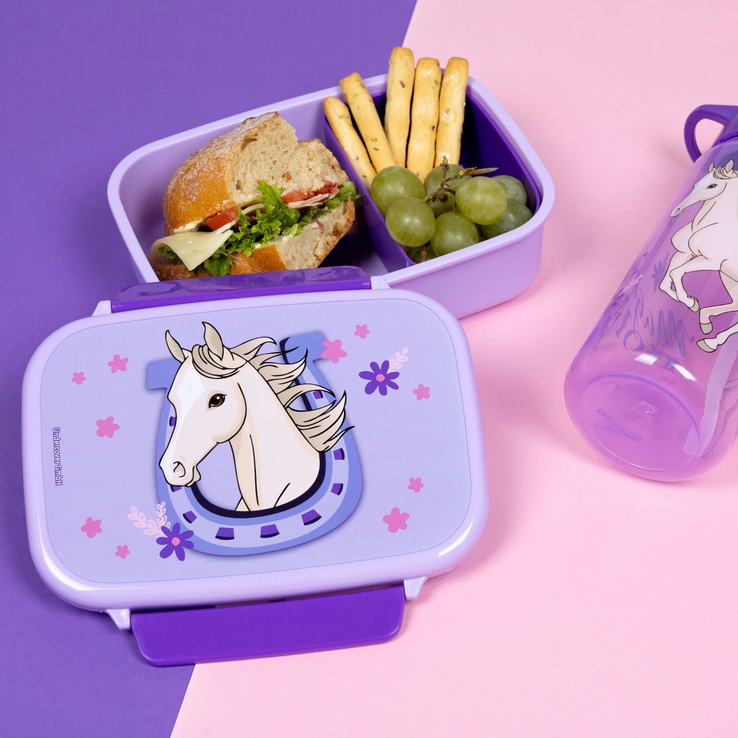 Magic Horse Brotdose blau Kinder Lunchbox Pausenbox für Alltag Freizeit und unterwegs